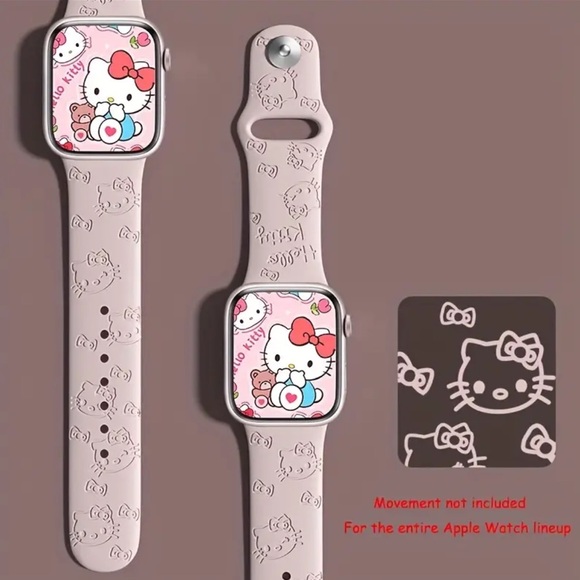 NEW SANRIO HELLO KITTY Pink Silicone Embossed Band for Apple Watch 38/40/41 - Picture 1 of 7